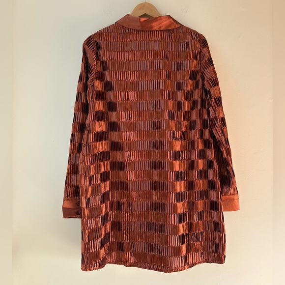 Rust Satin Pleated Shirt Dress (Missing Belt) - Picture 10 of 11